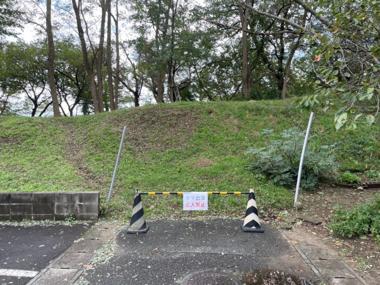 近隣は「クマ出没 立ち入り禁止」と封鎖されている(2023年)