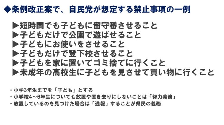 条例案で想定されている禁止事項