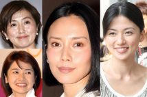 中谷美紀（中央）を鍛えた最強の布陣（左上＝佐々木恭子アナ、左下＝西山喜久恵アナ、右＝梅津弥英子アナ／時事通信フォト、ロケットパンチ）