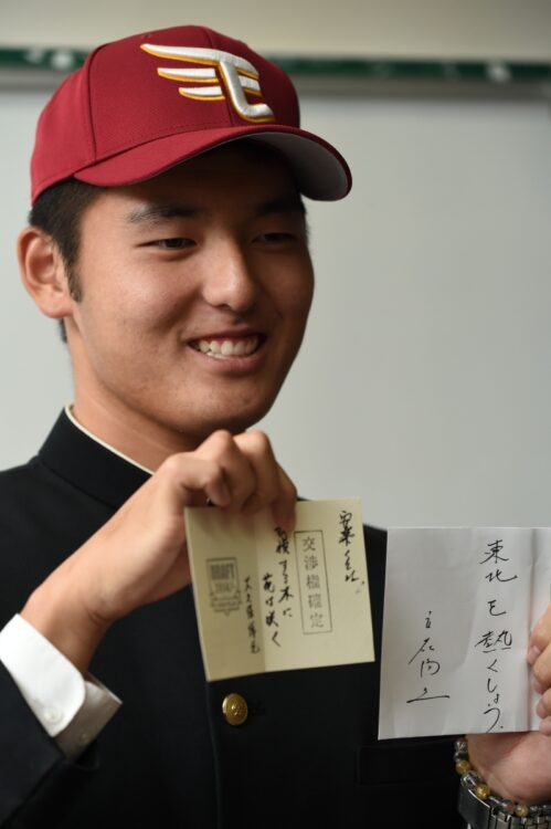 ドラフト1位は上甲監督との約束の1つだったと明かした(撮影 藤岡雅樹)