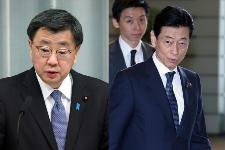 安倍派・裏金疑惑の真相は？（左から松野博一・官房長官、西村康稔・経産大臣／時事通信フォト）