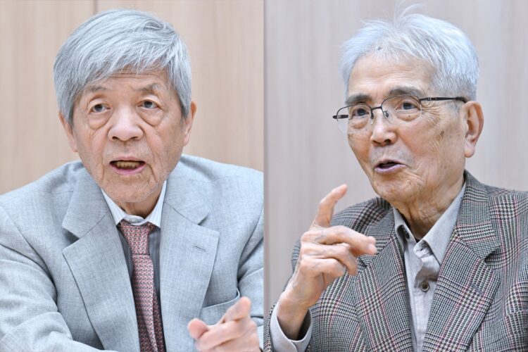 ジャーナリストの田原総一朗氏（左）と政治ウォッチャー屋山太郎氏が2024年の政局を展望