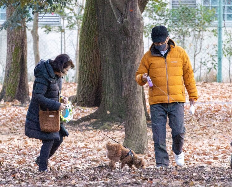 駆け回る愛犬と三浦夫妻（2024年1月）