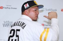 ソフトバンクへFA移籍した山川穂高(2023年12月19日。時事通信フォト)