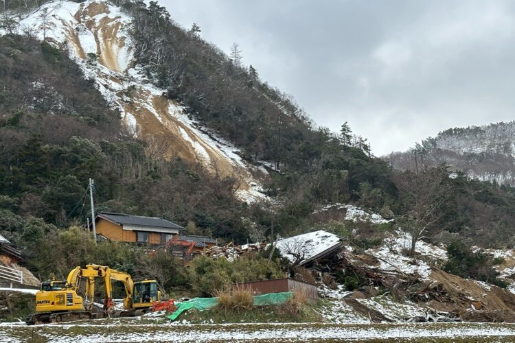 裏山の土砂崩れに巻き込まれたはる香さんの祖父宅（1月8日撮影）