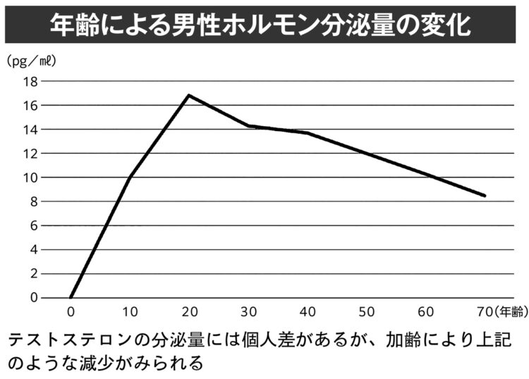 年齢による男性ホルモンの分泌量の変化