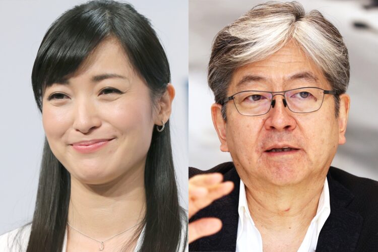 テレ東・大江麻理子アナ（左）と夫の松本大氏（時事通信フォト）