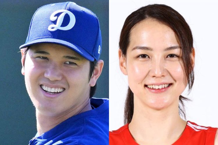 大谷翔平（時事通信フォト）と妻の田中真美子さん（レッドウェーブ公式サイトより）