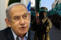 イスラエル・ネタニヤフ首相とハマス戦闘員（時事通信）
