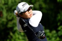 全米女子オープン第1ラウンドをプレーする畑岡奈紗。8日の第2ラウンド開始前に失格となった(AFP=時事)