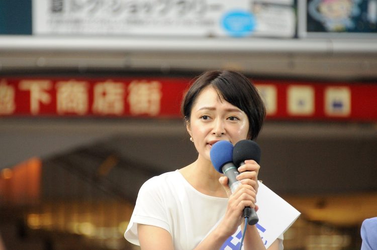 立憲民主党から2019年の参院選に出馬した市井紗耶香氏は落選。2024年4月に須藤元気氏が参議院議員を退職したため繰り上げ当選したが、辞退した(2019年7月撮影:小川裕夫)