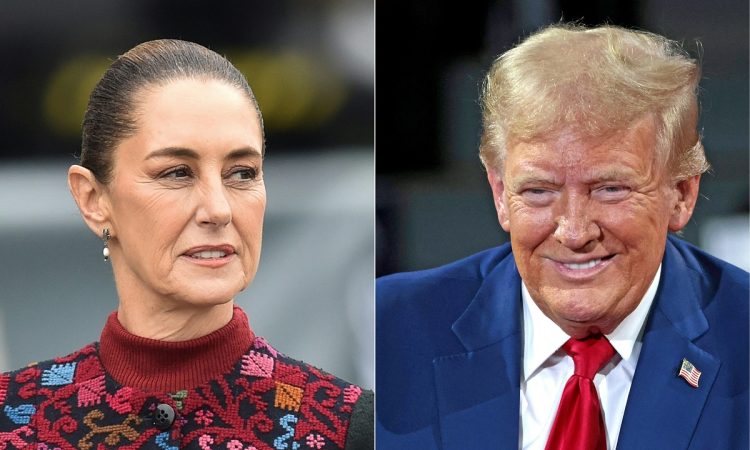 メキシコのシェインバウム大統領(左)とトランプ米大統領(AFP=時事)