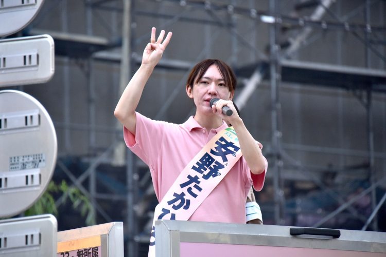 都知事選で安野候補はAIの専門家であることをアピールし、技術が人々の暮らしを向上させてきたと訴えた(2024年6月撮影:小川裕夫)