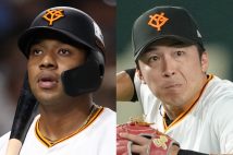 オンラインカジノの件で書類送検されたオコエ瑠偉(左/時事通信フォト)と増田大輝