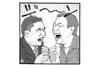 爆笑問題・太田光と玉袋筋太郎が珍しく共演(イラスト/佐野文二郎)