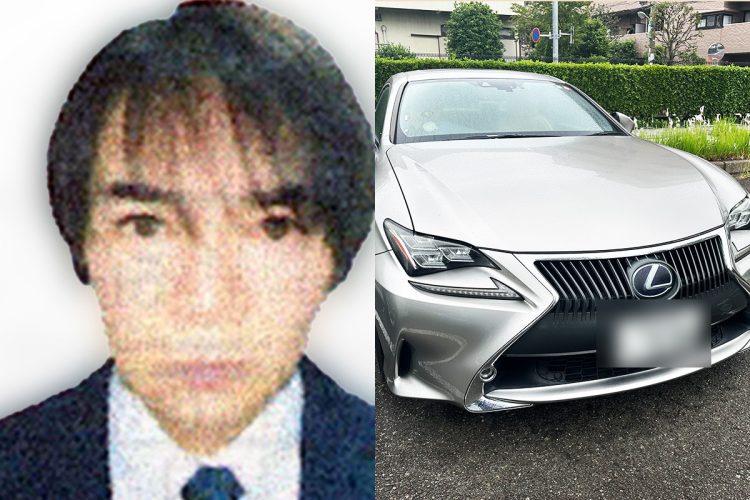 元タクシー運転手の田中敏志容疑者が性的暴行などで逮捕された（右の写真は容疑者が乗っていた高級車）