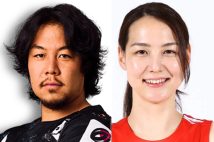 田中真一さんと真美子さん（左／リコーブラックラムズ東京の公式サイトより、右／レッドウェーブ公式サイトより）
