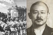1945年8月、満洲国ハルビンに進駐するソ連軍。日本側の建物・施設などが次々に接収された(写真左=SPUTNIK/時事通信フォト。右は当時の宮川舩夫ハルビン総領事)