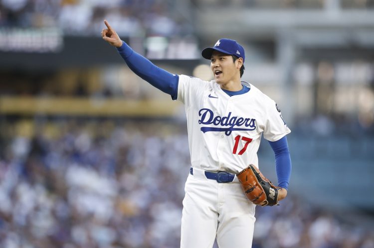 6月16日パドレス戦で2シーズンぶりに投手として先発登板した大谷翔平（EPA＝時事）