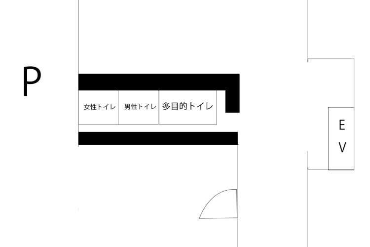 多目的トイレが設置されているエレベーターホールの間取り(イメージ図)