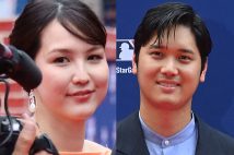 レッドカーペットに登壇した大谷夫妻(時事通信フォト)
