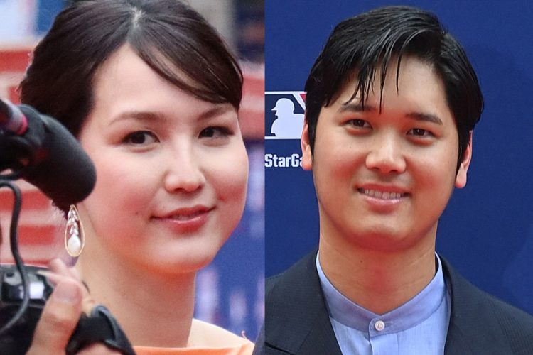レッドカーペットに登壇した大谷夫妻（時事通信フォト）