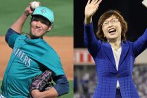 藤浪晋太郎(左)に目をつけたのはDeNAの南場智子球団オーナー(時事通信フォト)