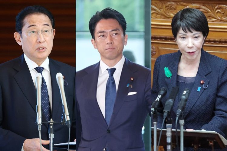次期総裁候補の（左から）岸田文雄氏、小泉進次郎氏、高市早苗氏（時事通信フォト）