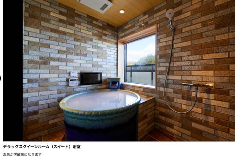 浴槽のお湯は白濁し「温泉」と表記があるが、「お湯に重曹を混ぜただけ」だという(大手旅行サイトより)