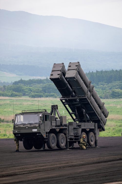 12式地対艦誘導弾 能力向上型。演習で披露されたのは地上発射型だが、いずれ艦艇にも搭載され、空発型の開発も予定されている