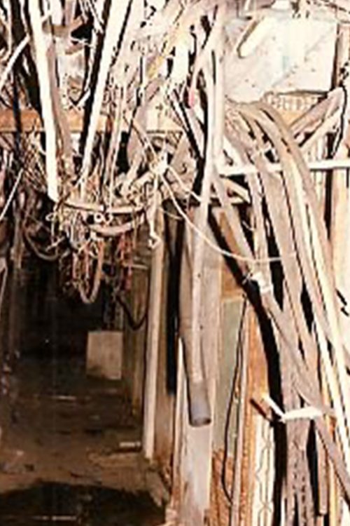 電気系統などの配線が入り乱れていた内部