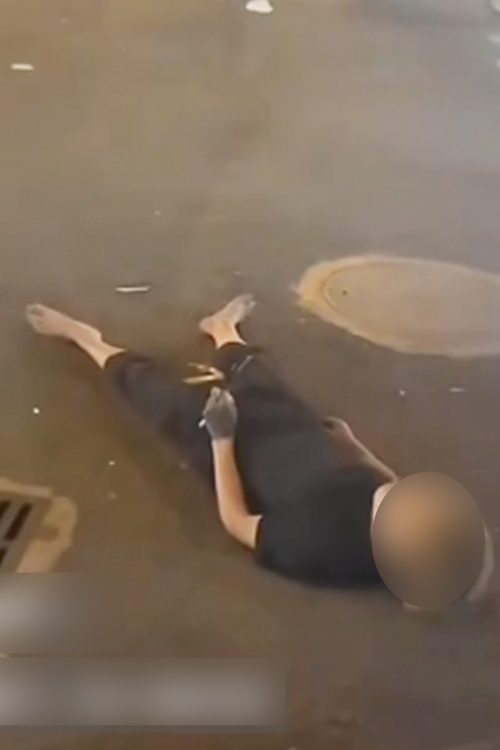 そのまま地べたに倒れ込んだ(TikTokより)(※写真は海外でのドラッグ使用者が撮影されたものです)