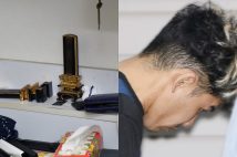 8月27日早朝、谷本将志容疑者の居室で家宅捜索が行われた（右：共同通信）