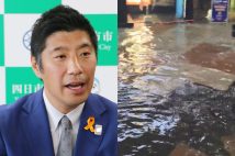 豪雨被害のため、M-1出場を断念した森智広市長 （左／時事通信フォト、右／読者提供）