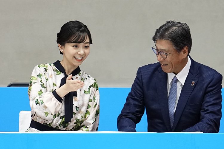 国民スポーツ大会のバスケットボール競技を観戦される佳子さま(10月7日撮影、共同通信社)