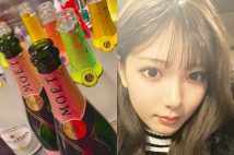売春防止法違反（管理売春）の疑いで逮捕された池袋のガールズバーに勤める田野和彩容疑者（21）（左・SNSより、右・飲食店サイトより、現在は削除済み）