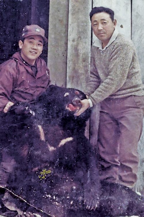 狩猟人口の多かった1966年、秋田県北秋田郡上小阿仁村でマタギによって射止められたツキノワグマ