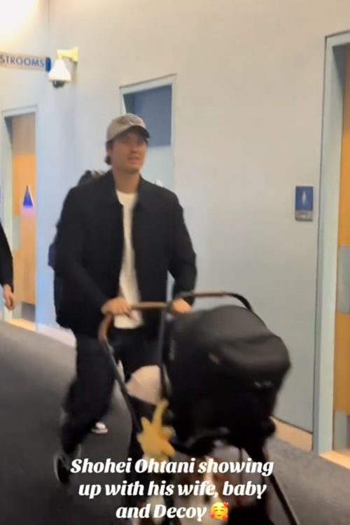 ベビーカーを押す大谷選手（TikTokより）
