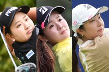 （左から）小林夢果、川崎春花、阿部未悠（時事通信フォト）