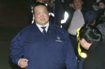 大相撲春場所で職務に奮闘する荒磯親方(共同通信社)
